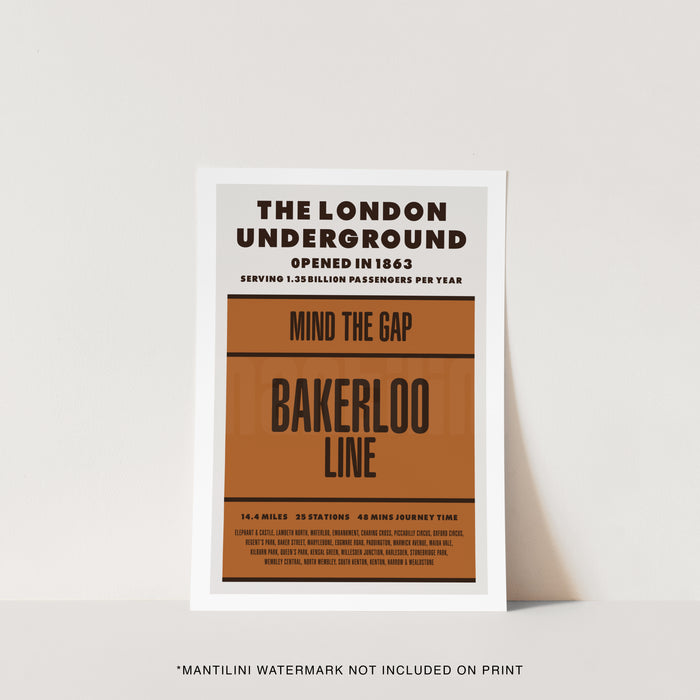 London Underground Bakerloo Line print