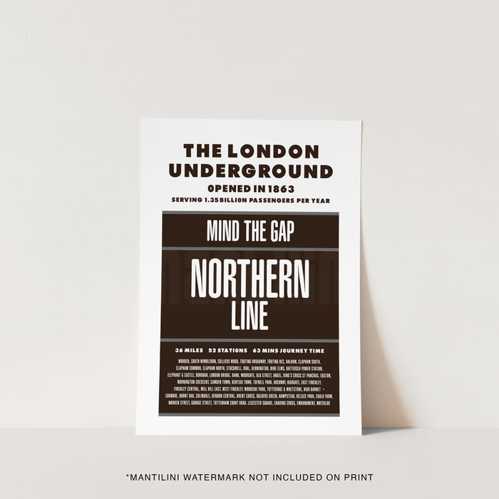 The Northern Line Tube print