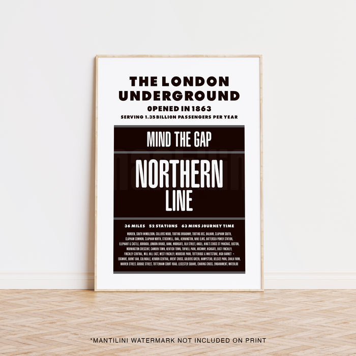The Northern Line Tube print