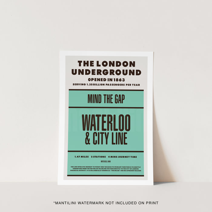 London Underground Waterloo & City Line print